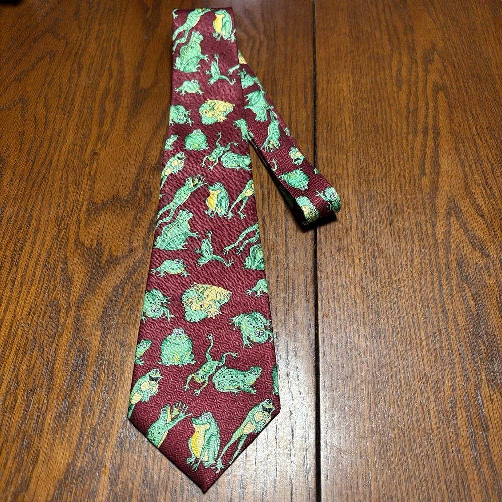 Handmade Green Anthropomorphic Frogs  DINO ROMARO Men's Necktie Tie